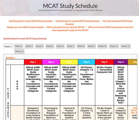 Mcat Calendar Template